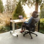 a person sitting at a desk with a laptop