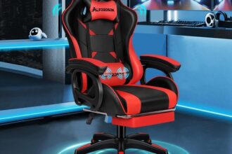 Gamingstuhl, Bürostuhl, mit 2PunktMassage, Fußstütze, Kopfstütze