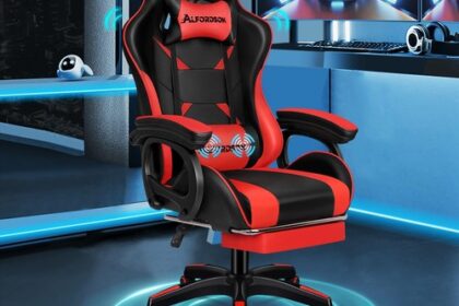Gamingstuhl, Bürostuhl, mit 2PunktMassage, Fußstütze, Kopfstütze