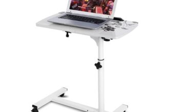 Höhenverstellbarer LaptopSchreibtisch mit Rollen, Weiß, 6288