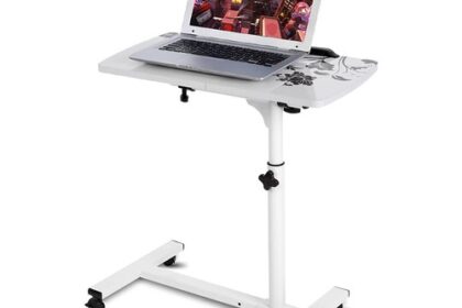 Höhenverstellbarer LaptopSchreibtisch mit Rollen, Weiß, 6288