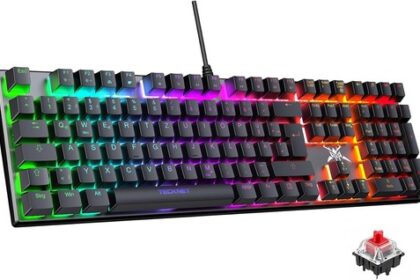 Gaming-Tastatur QWERTZ mechanisch rot LED programmierbar