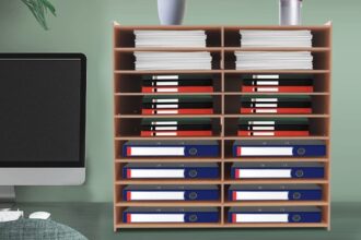 Briefablage Holz Schubladenbox Schreibtisch-Organizer Dokumentenablage 51.8*49CM