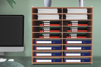 Briefablage Holz Schubladenbox Schreibtisch-Organizer Dokumentenablage 51.8*49CM