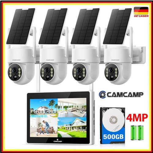 ✅4 STÜCK 2K Solar Überwachungskamera mit