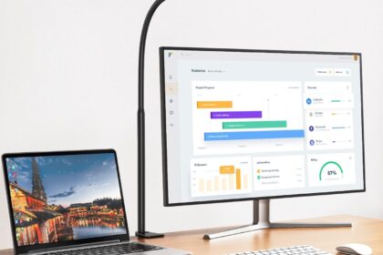 Schreibtischlampe LED Dimmbar, 1200 Lumen Doppelkopf Klemmbar für Homeoffice, Augenschutz Schwanenhals Büro Tischlampe, Monit