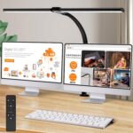 LOTTBUTY Doppelkopf Schreibtischlampe LED dimmbar,24W 80CM Homeoffice Tageslichtlampe Schreibtisch Lampe, Schwanenhals Büro T