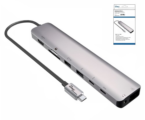 DINIC USB-C 9-in-1-Dockingstation: HDMI 4K/60Hz, 3,5mm