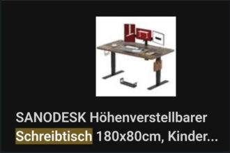 SANODESK Elektrisch höhenverstellbarer Schreibtisch 180x80cm Braun