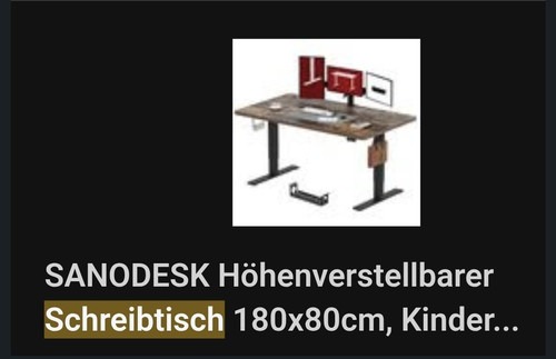 SANODESK Elektrisch höhenverstellbarer Schreibtisch 180x80cm Braun