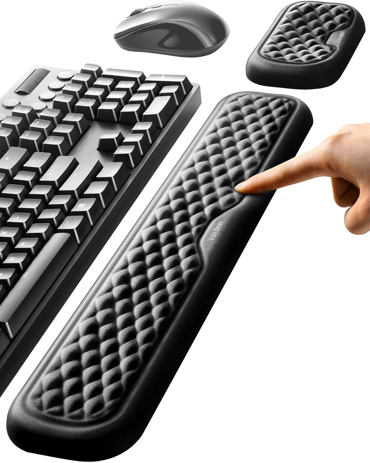 Vaydeer Handballenauflage für Tastatur und Maus, Wrist Rest, Ergonomisches Memory-Foam-Handgelenkstützen-Set für Büro und Spi