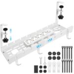Kabelkanal Schreibtisch Weiß einziehbar 28,5-55cm, Kabelmanagement,
