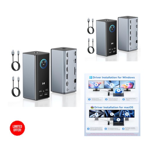 USB C Dockingstation 3 Monitore 17-in-1