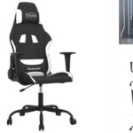Gaming-Stuhl Drehbar Schwarz Und Weiß Stoff