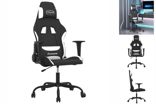 Gaming-Stuhl Drehbar Schwarz Und Weiß Stoff