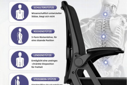 Ergonomischer Bürostuhl mit verstellbarer Lendenstütze und