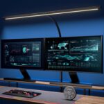 EYOCEAN Schreibtischlampe LED mit Gestensteuerung & Fernbedienung, 24W 80CM Klemmbare Dimmbare Monitor Lampe, Tageslichtl
