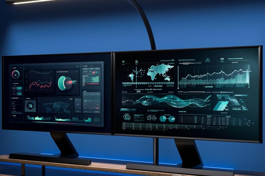 EYOCEAN Schreibtischlampe LED mit Gestensteuerung & Fernbedienung, 24W 80CM Klemmbare Dimmbare Monitor Lampe, Tageslichtl