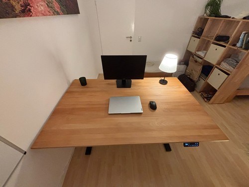 Elektrisch höhenverstellbarer Massivholz-Schreibtisch 160×100 cm –