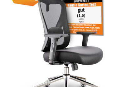 LUTIVO Alpha Bürostuhl Ergonomisch Schwarz Schreibtischstuhl