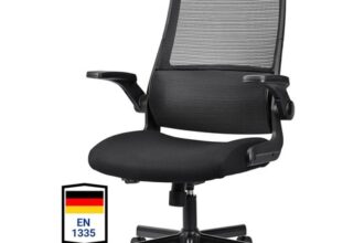 Bürostuhl Ergonomisch Mesh Schwarz verstellbar Lumbalstütze
