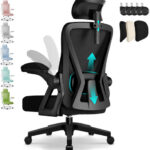 Bürostuhl,Bürostuhl Ergonomisch Mit Verstellbarer Kopfstütze,Armlehnen Und
