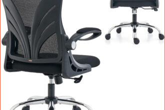 Bürostuhl Ergonomisch Klappbare Rückenlehne Schwarz Mesh