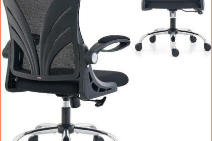 Bürostuhl Ergonomisch Klappbare Rückenlehne Schwarz Mesh