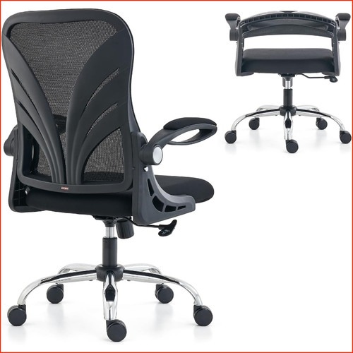 Bürostuhl Ergonomisch Klappbare Rückenlehne Schwarz Mesh
