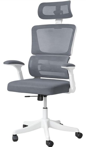 Ergonomischer Bürostuhl, Lendenwirbelstütze, höhenverstellbarer Chefsessel GREY