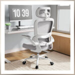 Bürostuhl Ergonomisch Verstellbare Lordosenstütze Kopfstütze Grau