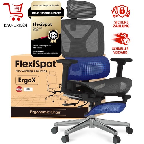 Ergonomischer Bürostuhl mit Fußstütze 3D-Armlehnen 5D-Rückenlehne