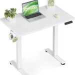 Höhenverstellbarer Schreibtisch 80 cm Elektrisch Weiß