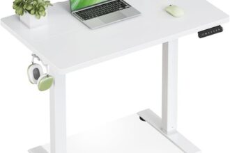 Höhenverstellbarer Schreibtisch 80 cm Elektrisch Weiß