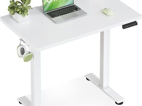 Höhenverstellbarer Schreibtisch 80 cm Elektrisch Weiß