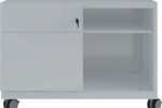 BISLEY Rollcontainer "Caddy Note™" Schubladen und Ziehgriff links, silber