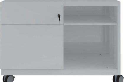 BISLEY Rollcontainer "Caddy Note™" Schubladen und Ziehgriff links, silber