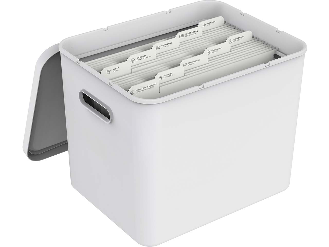 rotho Archivbox "MY PAPER" aus Recyclingkunststoff, mit 10 Mappen, weiß