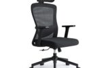 Bürostuhl Ergonomisch Drehstuhl Lendenwirbelstütze Kopfstütze Schwarz