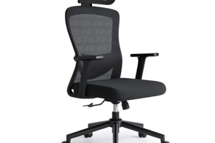 Bürostuhl Ergonomisch Drehstuhl Lendenwirbelstütze Kopfstütze Schwarz