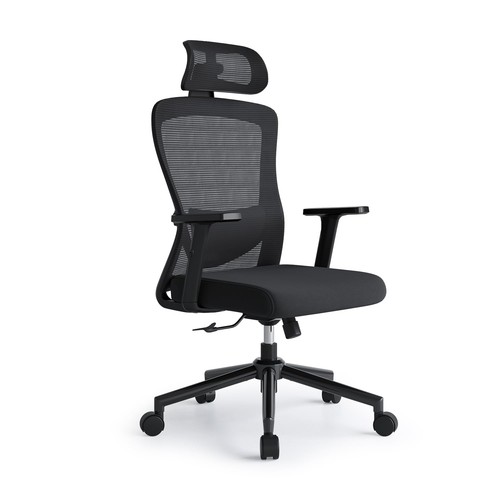 Bürostuhl Ergonomisch Drehstuhl Lendenwirbelstütze Kopfstütze Schwarz