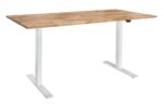 memo Höhenverstellbarer Schreibtisch "ON" weiß, Eiche massiv, B 110 x T 70 cm