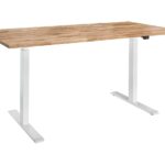 memo Höhenverstellbarer Schreibtisch "ON" weiß, Eiche massiv, B 110 x T 70 cm