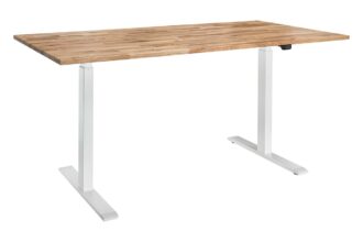 memo Höhenverstellbarer Schreibtisch "ON" weiß, Eiche massiv, B 110 x T 70 cm