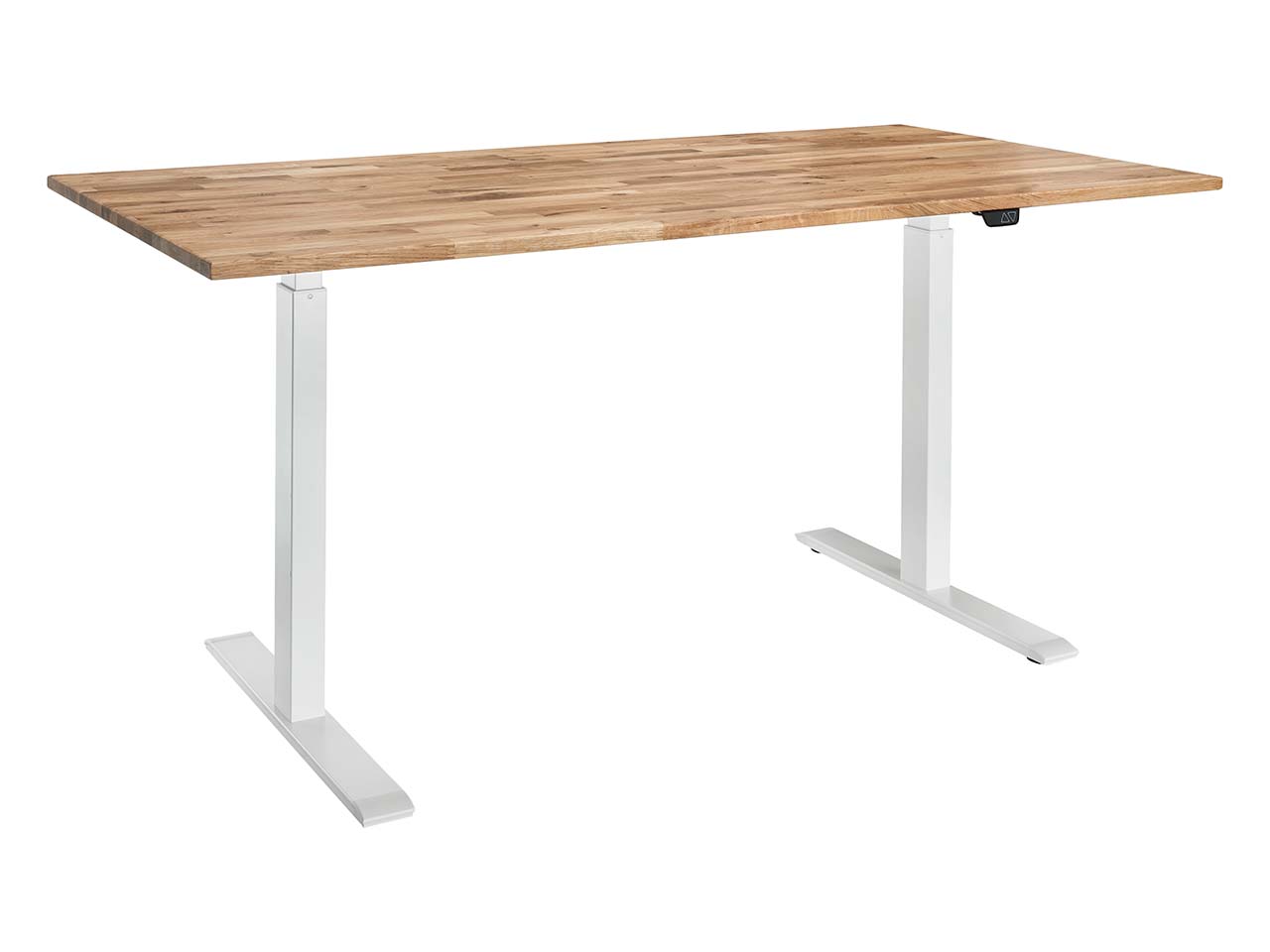 memo Höhenverstellbarer Schreibtisch "ON" weiß, Eiche massiv, B 110 x T 70 cm