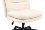 Schneidersitz Bürostuhl Beige Drehstuhl Höhenverstellbar Leise
