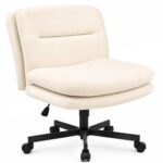 Schneidersitz Bürostuhl Beige Drehstuhl Höhenverstellbar Leise
