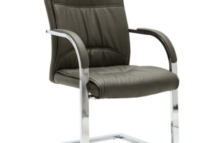 Bürostuhl Freischwinger Grau Kunstleder Ergonomisch Höhenverstellbar