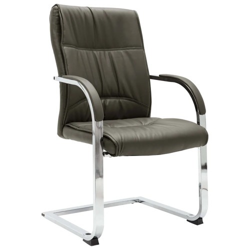 Bürostuhl Freischwinger Grau Kunstleder Ergonomisch Höhenverstellbar