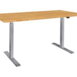 memo Höhenverstellbarer Schreibtisch "ON" grau, Buche massiv, B 100 x T 80 cm